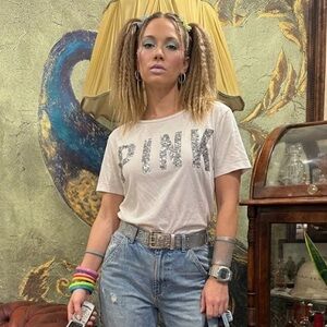 Victoria's Secret PINK Y2K Sequin Tee | Bling Graphic T-Shirt | Size Small